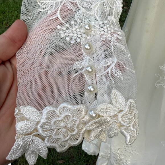 Jessica McClintock Wedding Dress 2003 Size 12 Strapless lace w/ Bolero Lace Jack - Picture 16 of 16